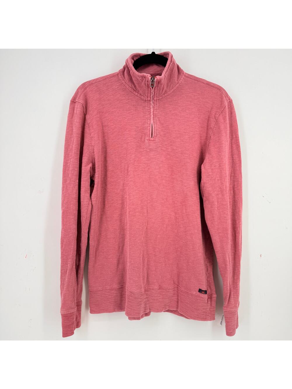 Faherty Brand Mens 1/4 Zip Pullover Shirt Size Mediun Mock Neck Washed Pink